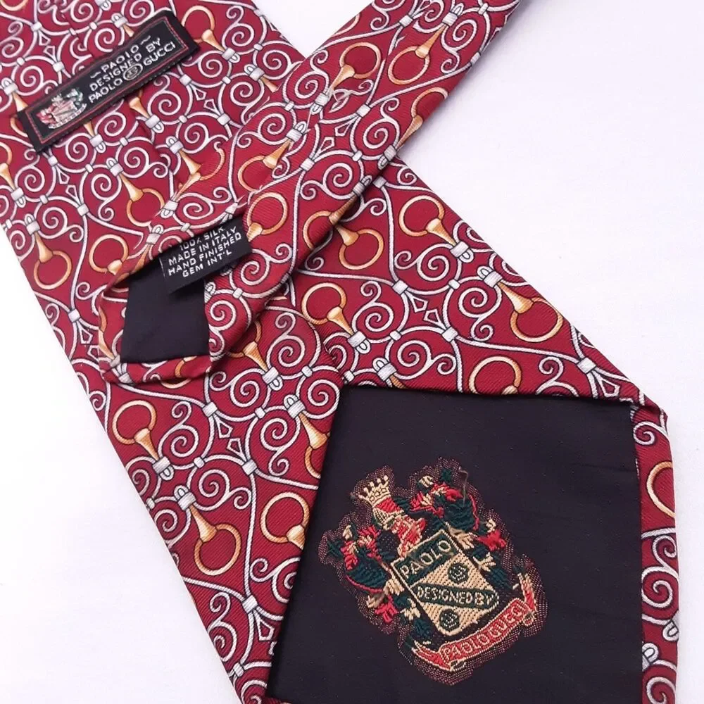Vintage Paolo Gucci Designed Men’s Rust Silver Gold Ornate Necktie